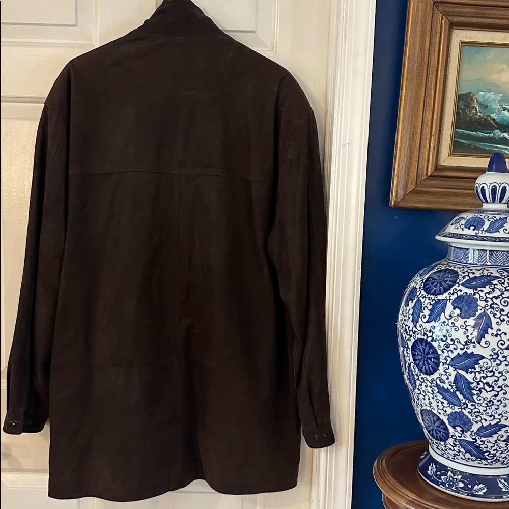 Men’s Remy Dark Brown Leather Full Zip with Snaps Jacket Size 42 - Picture 9 of 11